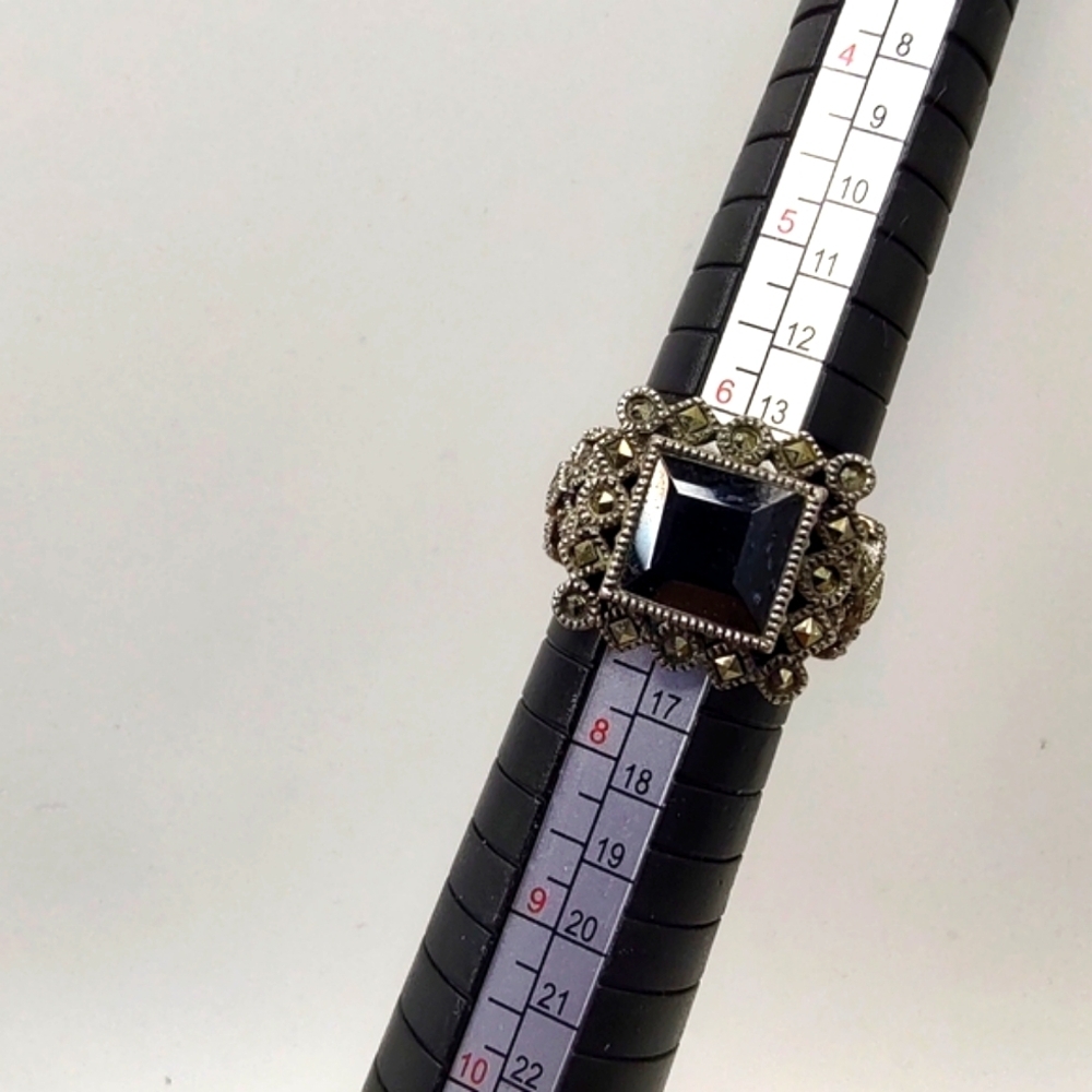 Judith Jack Sterling Silver Marcasite Black Onyx Ring! - Picture 9 of 14